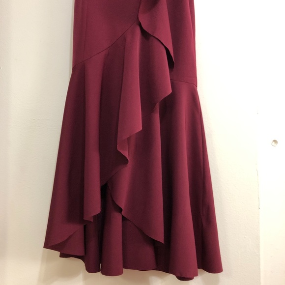 Vince Camuto Mock Neck Embellished Ruffle Hem Gown - Picture 8 of 11